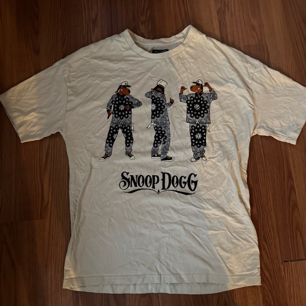 Snoop‎ Dog Humor Cream Graphic Tee - Short Sleeve Siza M Rap Music Hip Hop NWOT